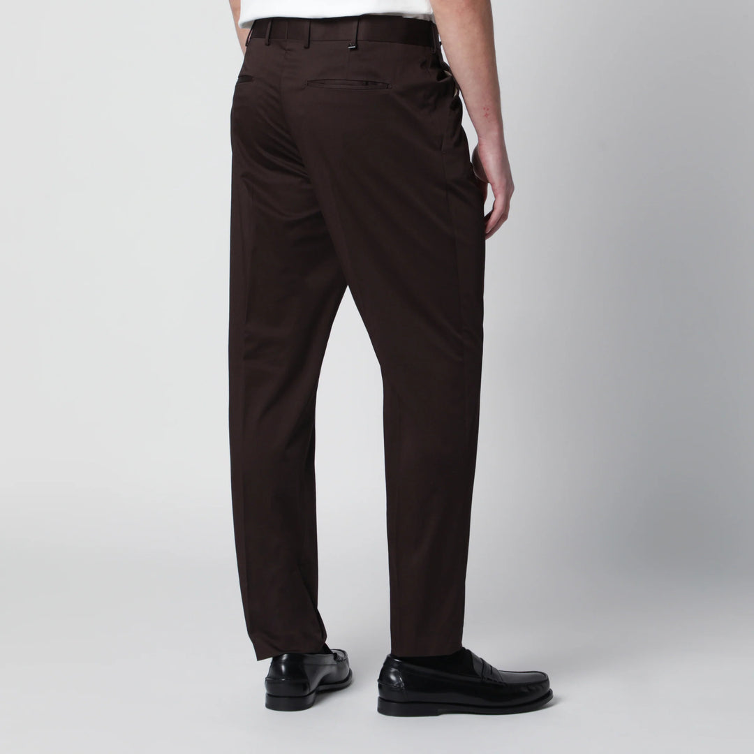 PT Torino - Brown cotton-blend trousers
