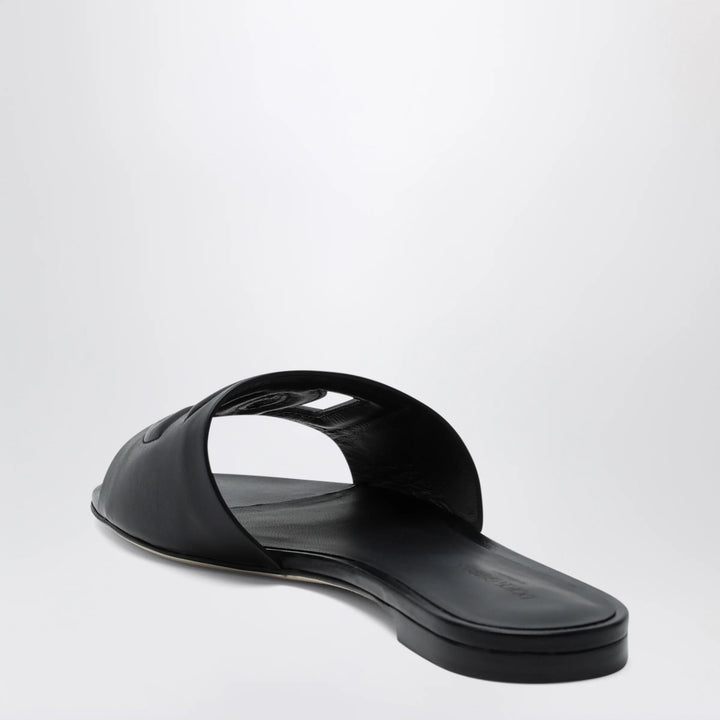 Dolce&amp;Gabbana - Black leather slides with DG logo
