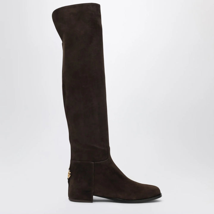 Dolce&amp;Gabbana - High suede boot in ebony brown