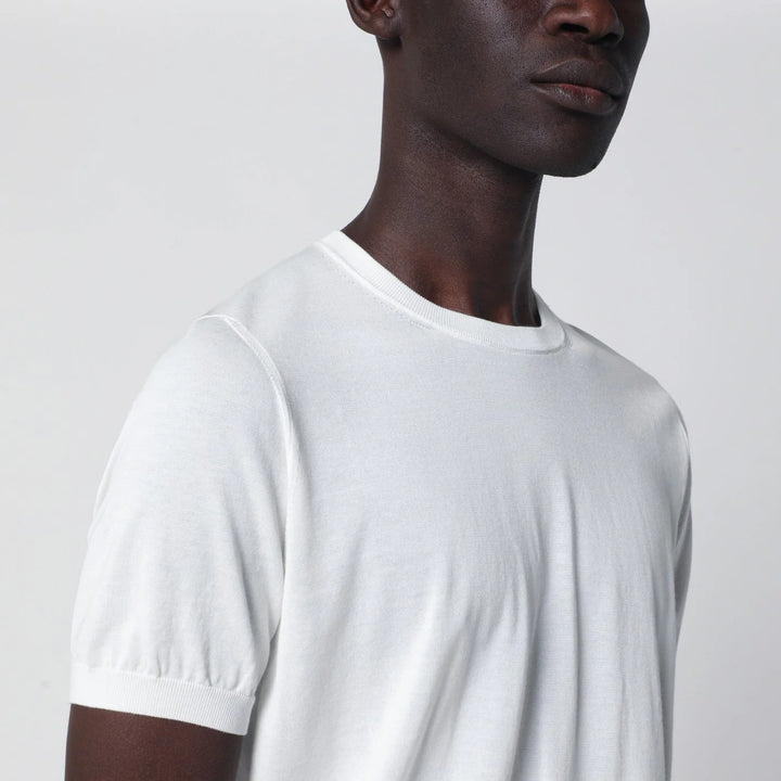 Drumohr - Crew neck t-shirt in milky white cotton
