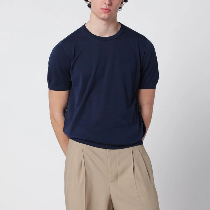 Drumohr - Blue cotton crewneck sweater