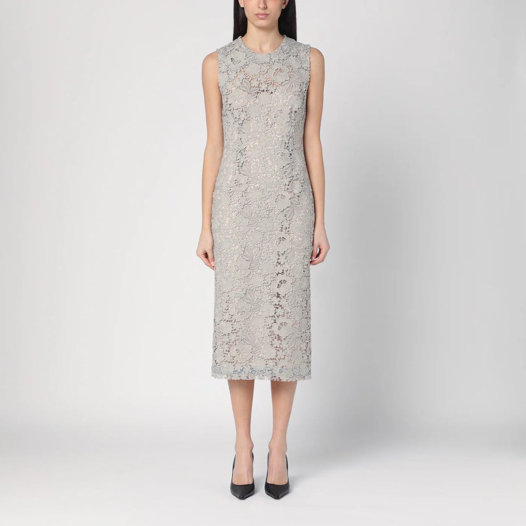 P.A.R.O.S.H. - Light grey lace midi dress