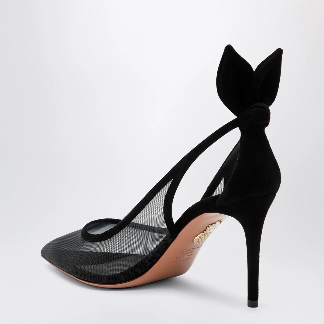 Aquazzura - Black bow-tie mesh pumps
