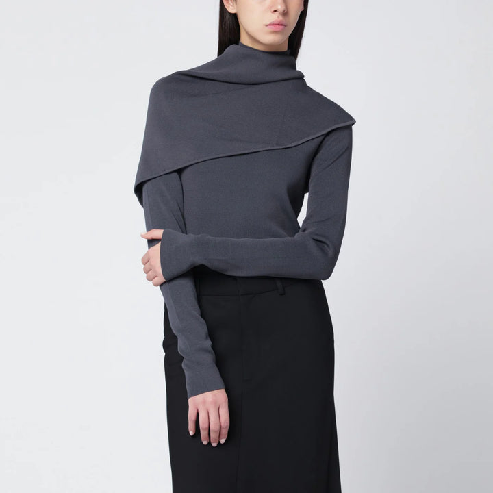 Entire Studios - Grey turtleneck sweater with cape detail