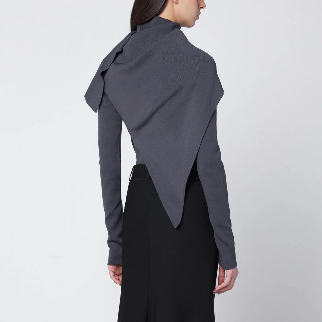 Entire Studios - Grey turtleneck sweater with cape detail