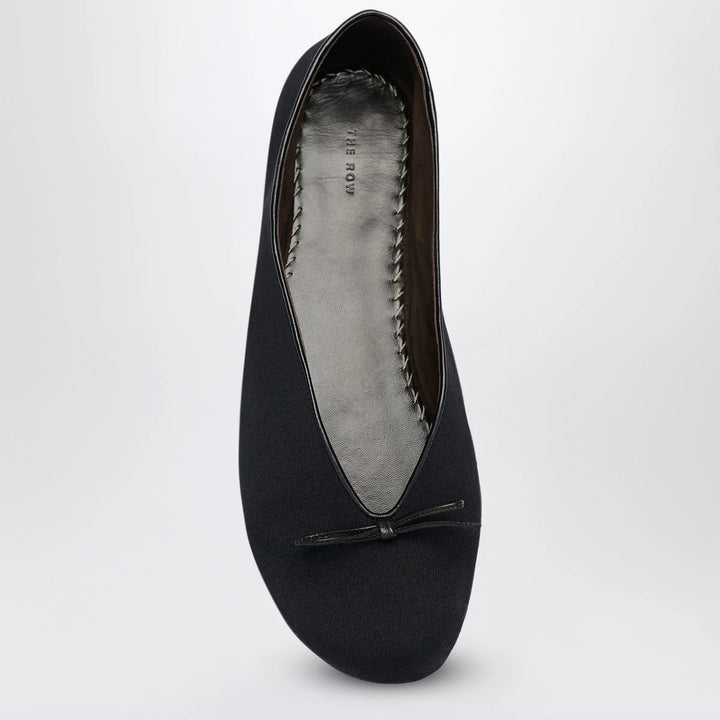 The Row - Fay slip-on shoe with bow in Japanese wool, black