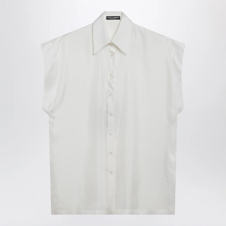 Dolce&amp;Gabbana - Silk twill shirt with butterfly sleeves in natural white