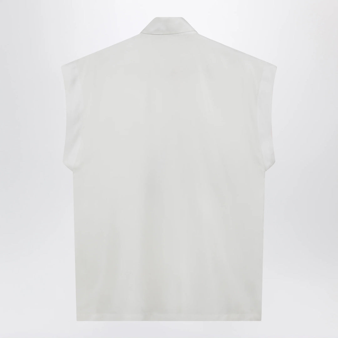 Dolce&amp;Gabbana - Silk twill shirt with butterfly sleeves in natural white