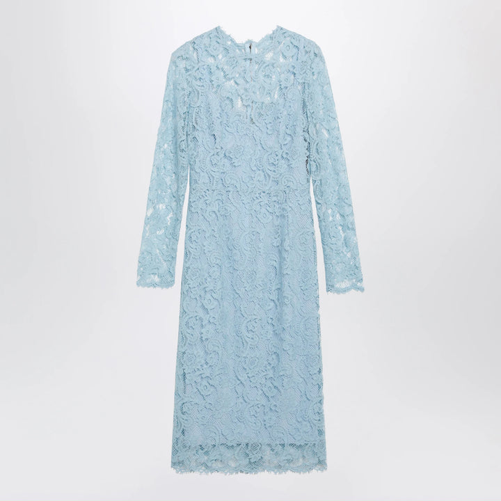 Dolce&amp;Gabbana - Light blue cotton-blend corded lace sheath dress