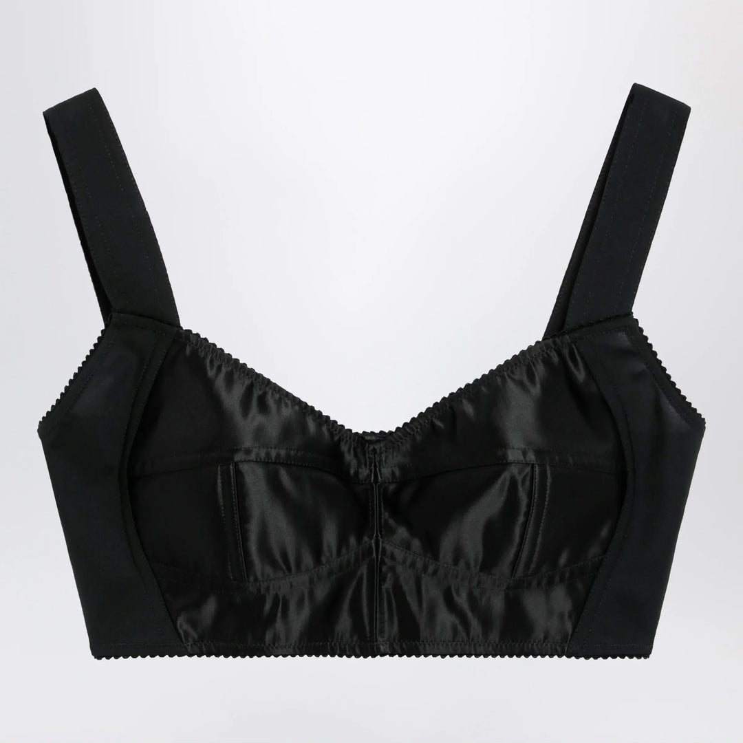 Dolce&amp;Gabbana - Satin corset-style crop bustier in black Brand Apparel &amp; Accessories 40  IT