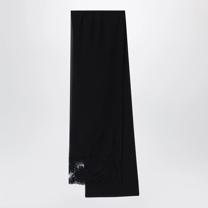 Dolce&amp;Gabbana - Black silk and lace stole with floral embroidery