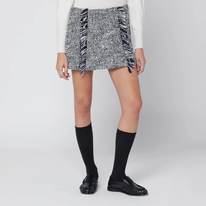 Durazzi Milano - Black/white patterned wool-blend mini skirt