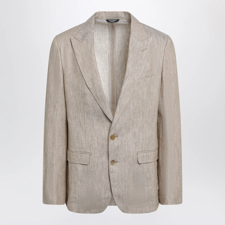 Dolce&amp;Gabbana - Taormina single-breasted linen jacket in melange beige/white