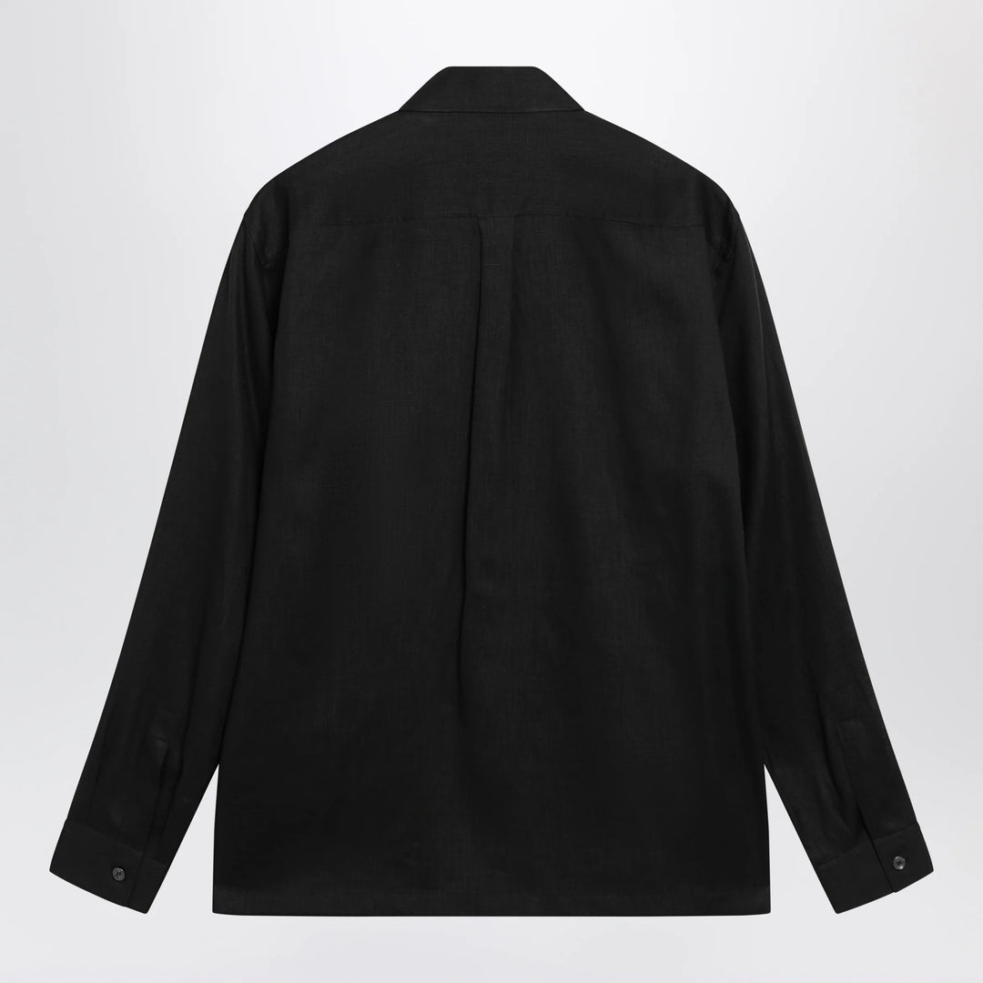 Dolce&amp;Gabbana - Hawaii-fit linen shirt with DG hardware in black