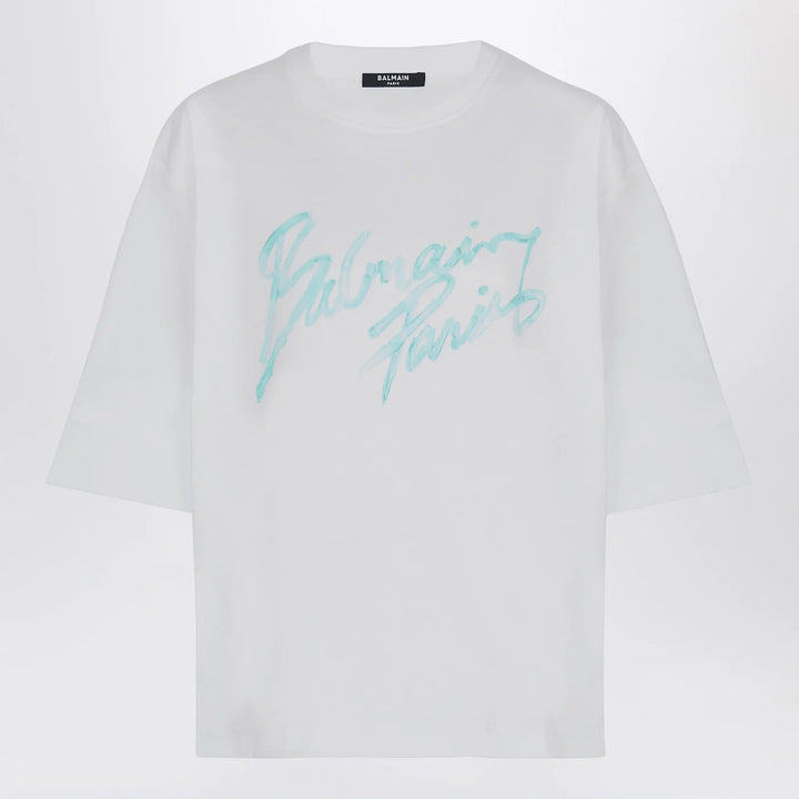 Balmain - Oversized white T-shirt with logo print