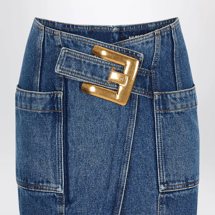 Balmain - Denim skirt with belt