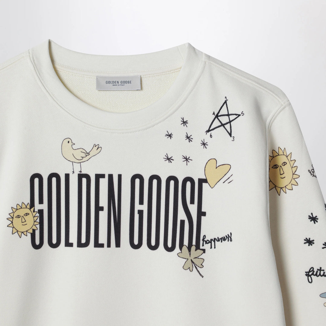 Golden Goose - White cotton sweatshirt with logo print