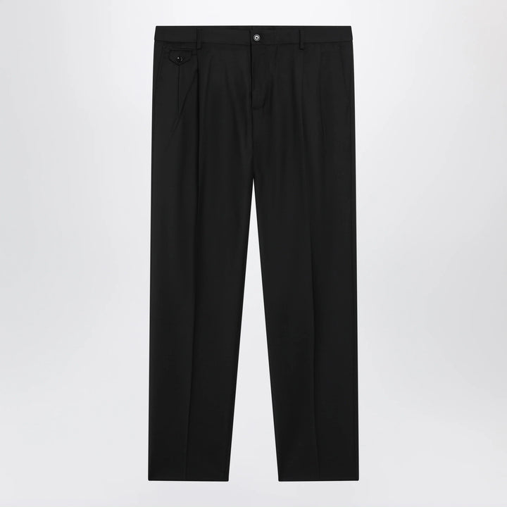 Dolce&amp;Gabbana - Tapered pleated wool-blend trousers in black