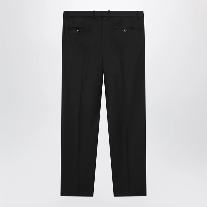 Dolce&amp;Gabbana - Tapered pleated wool-blend trousers in black