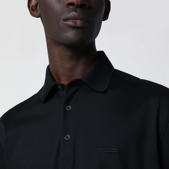 ZEGNA - Navy blue cotton polo