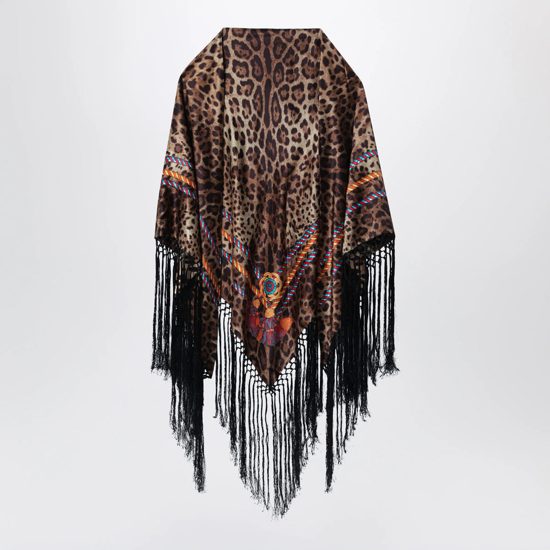 Dolce&amp;Gabbana - Silk shawl with leopard print and fringes