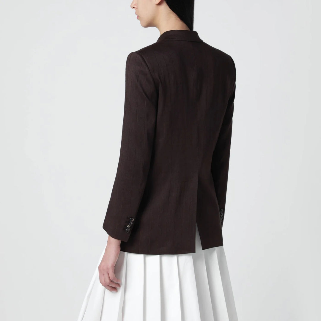 Tagliatore - Brown linen-blend double-breasted jacket