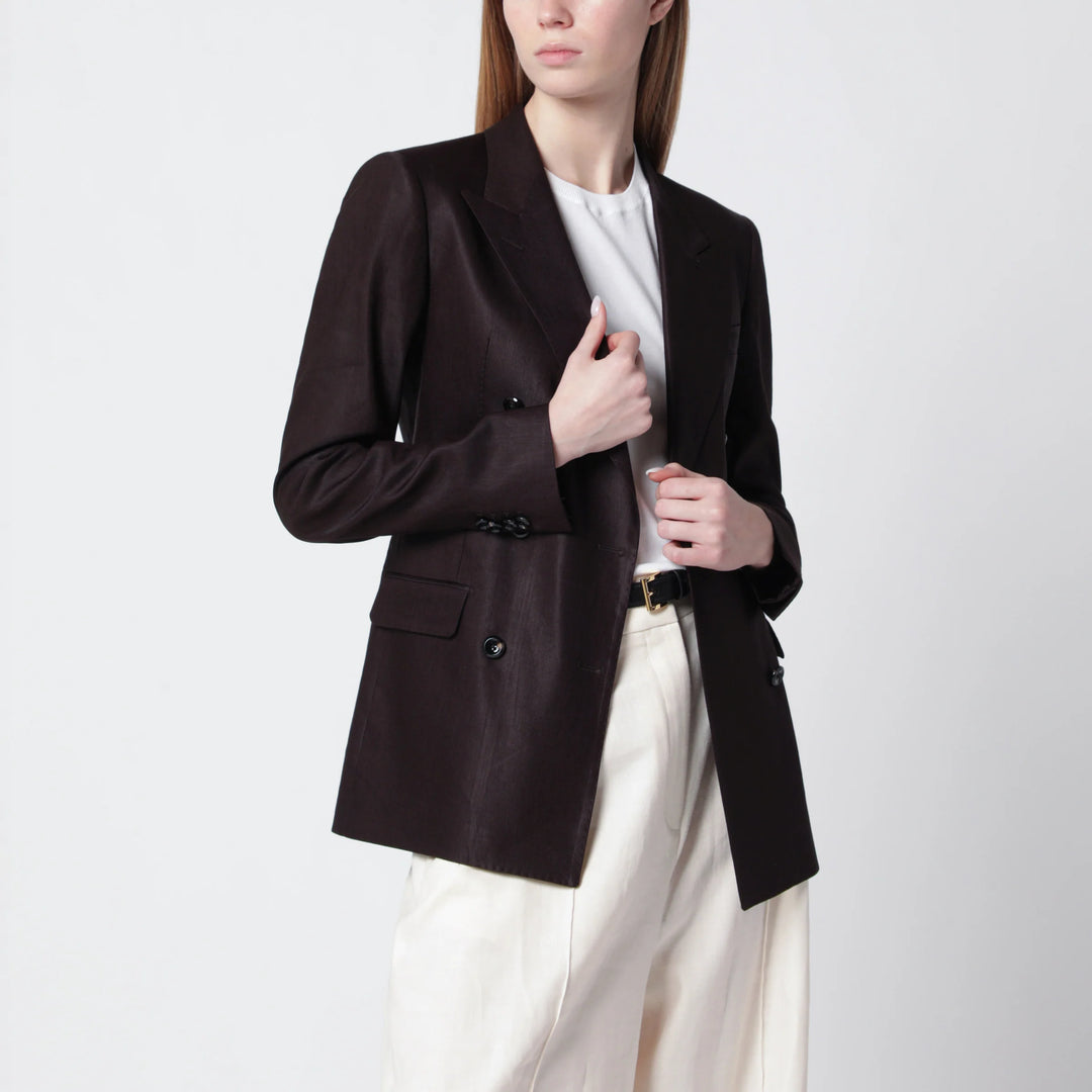 Tagliatore - Parigi double-breasted blazer in brown linen blend