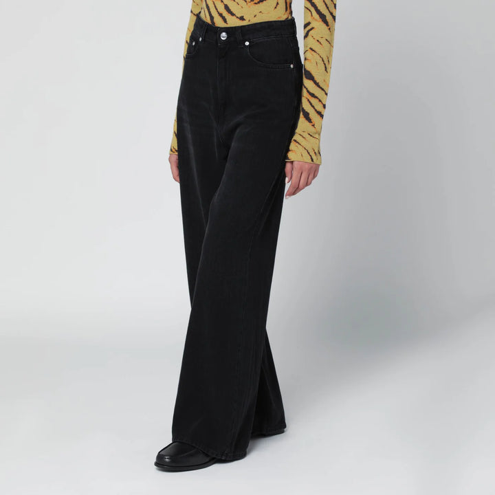 GANNI - Black washed-effect baggy jeans
