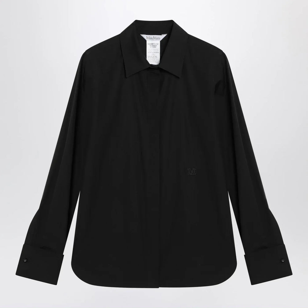 Max Mara - Black cotton shirt with logo Brand Shirts & Tops 42  IT