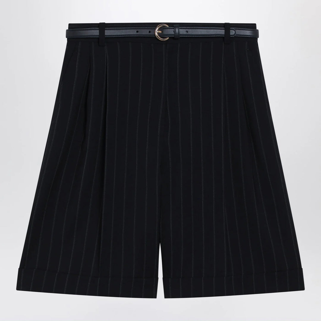 Max Mara Studio - Blue pinstripe wool bermuda shorts