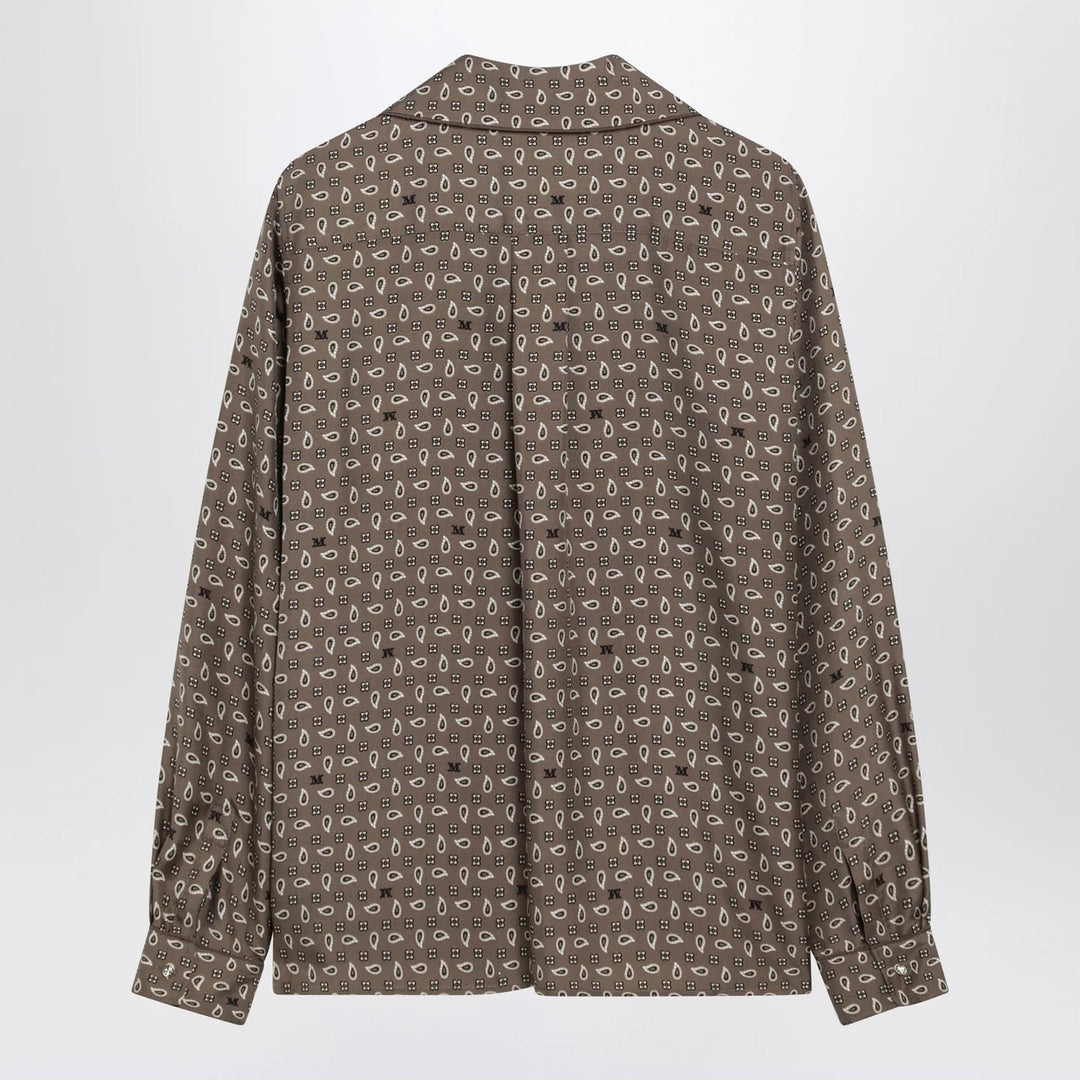 Max Mara - Printed silk shirt in mud colour