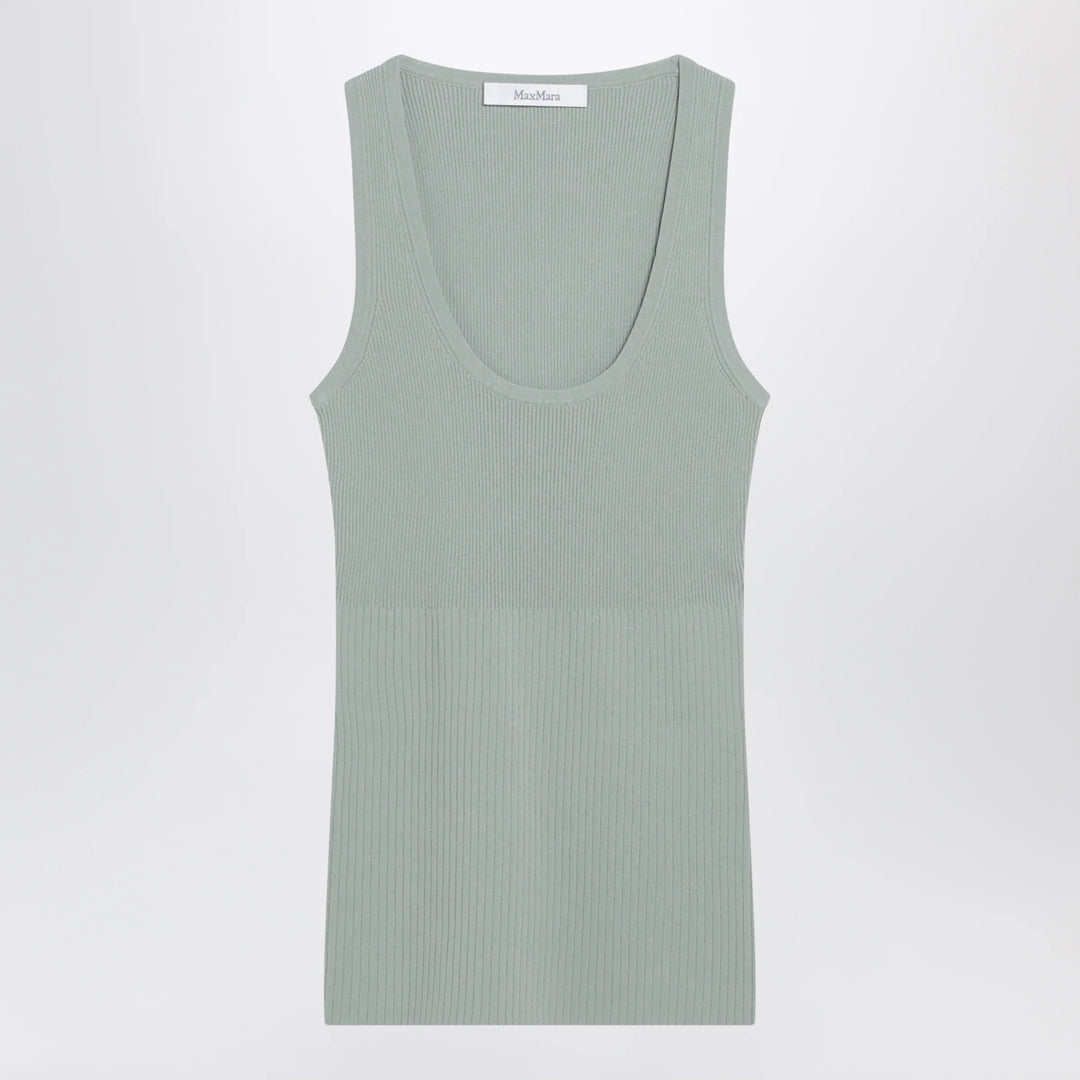 Max Mara - Sleeveless ribbed top in sage green technical yarn