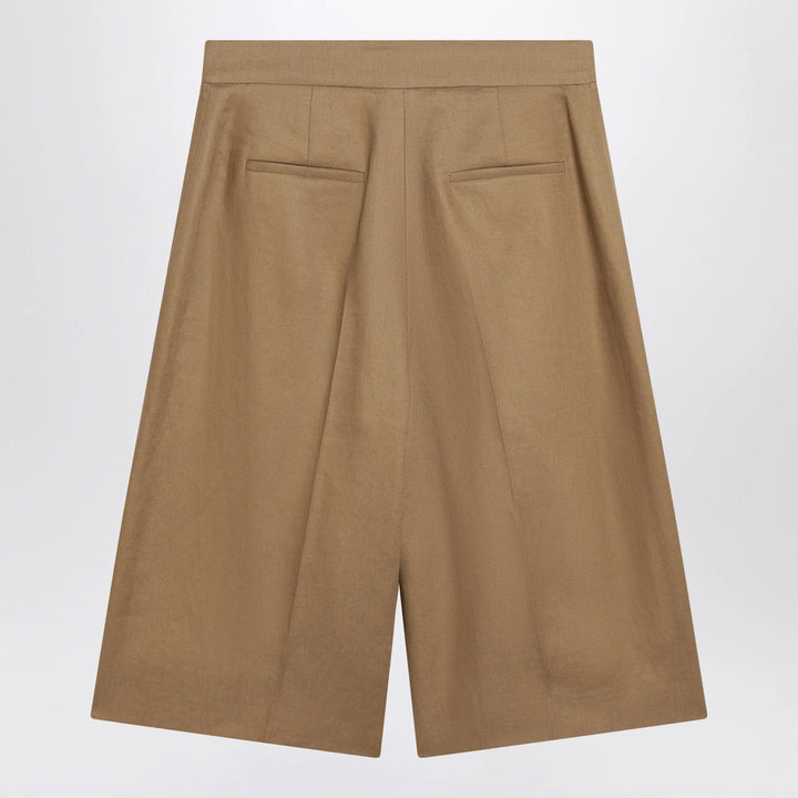 Max Mara - Sand-colored linen bermuda shorts