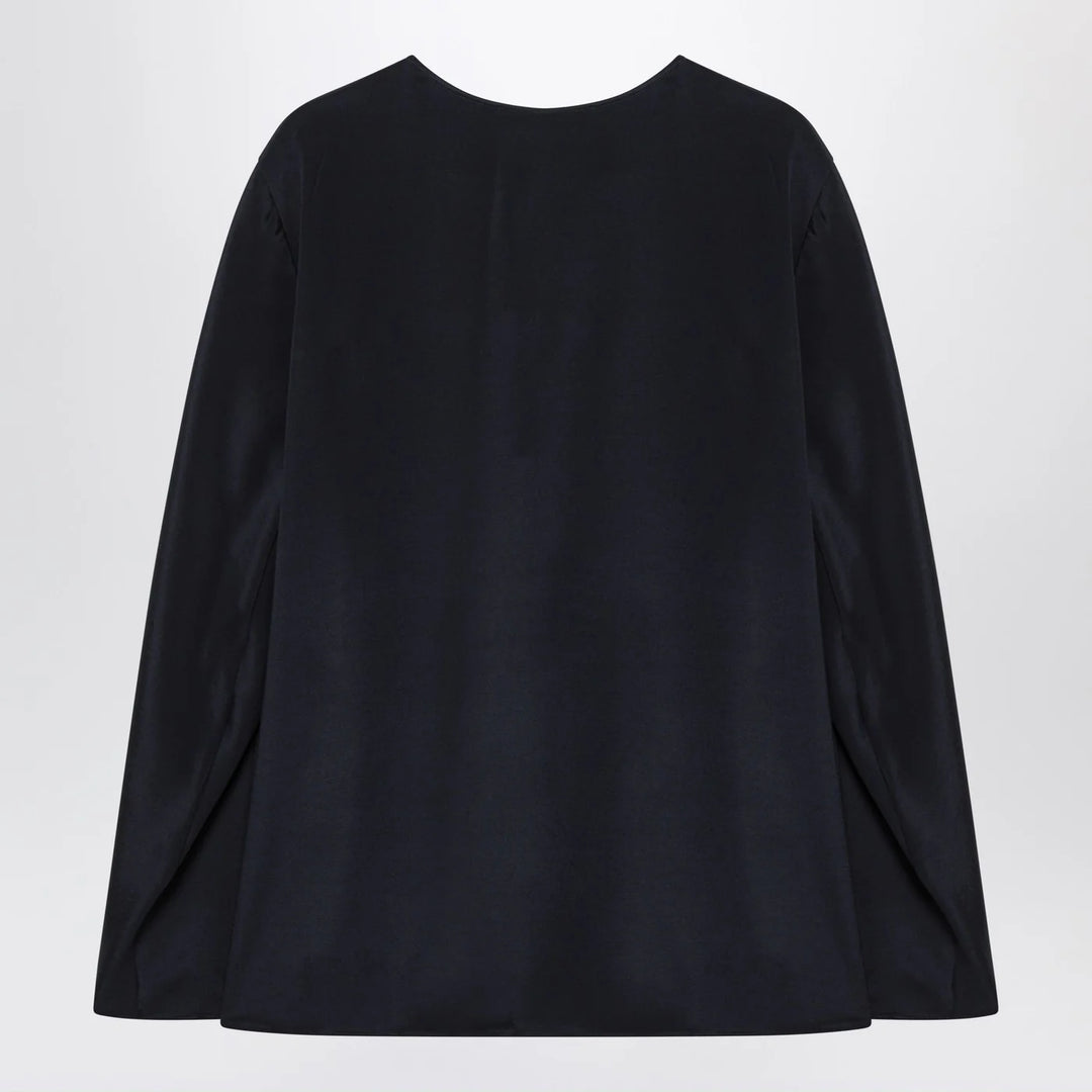 Max Mara - Midnight blue silk-blend blouse