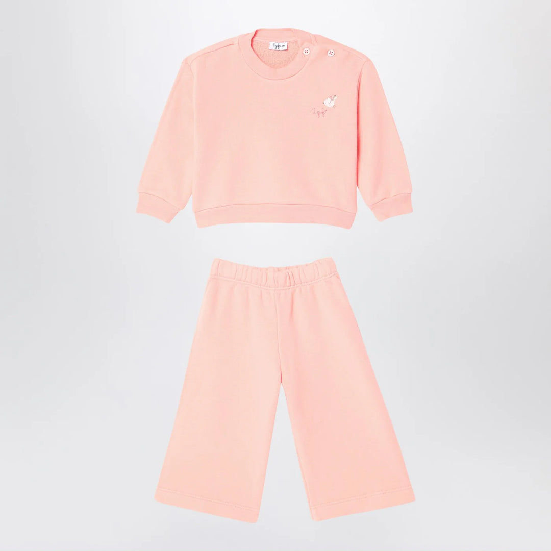 Il Gufo - Apricot-coloured set in cotton fleece