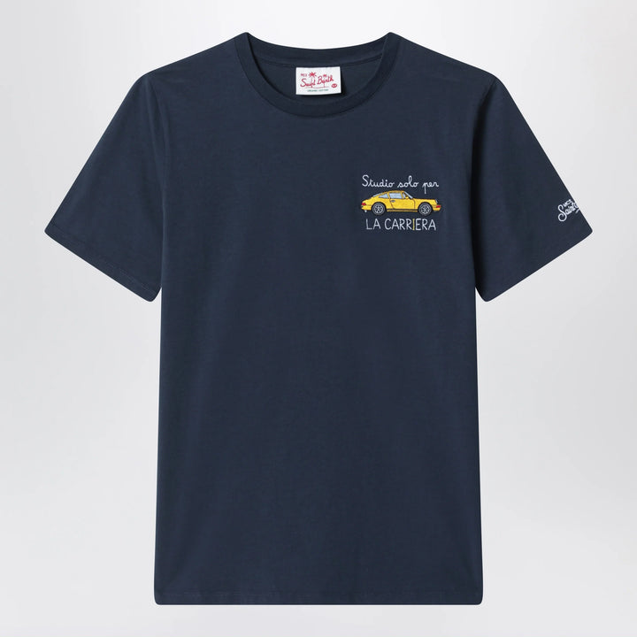 MC2 Saint Barth - Blue T-shirt with car embroidery