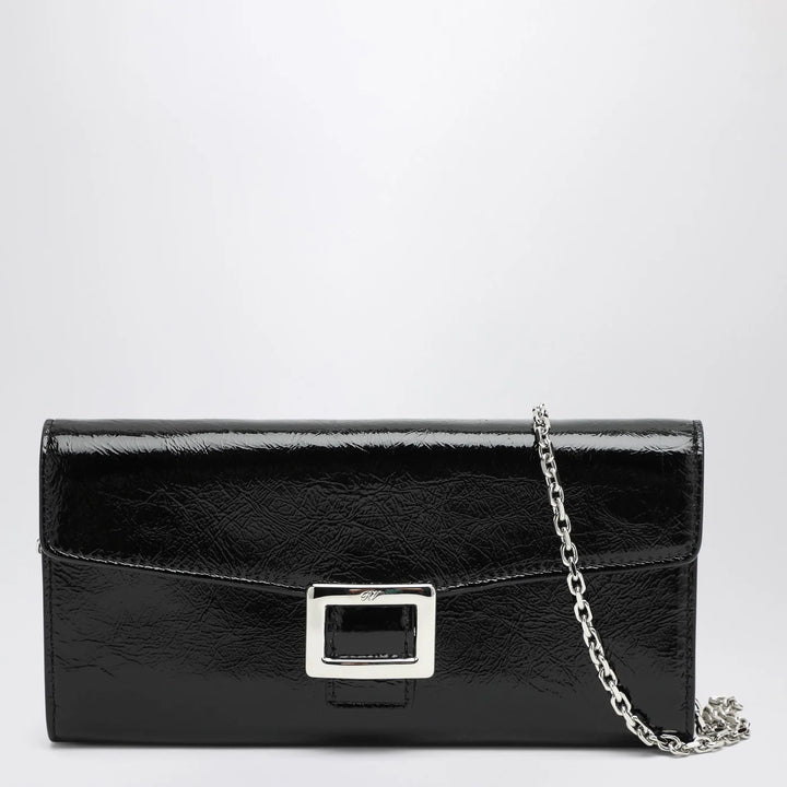 ROGER VIVIER - Belle Vivier black patent leather wallet with chain