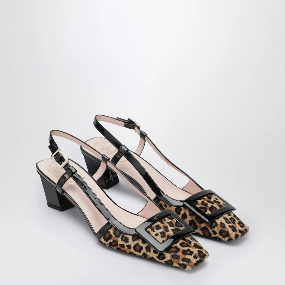 ROGER VIVIER - Belle Vivier leopard print pony skin slingback
