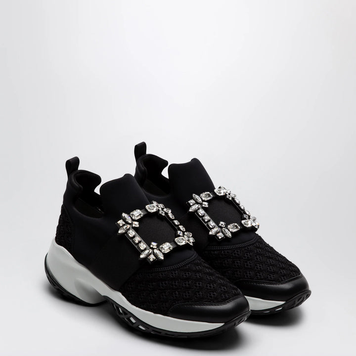 ROGER VIVIER - Black Viv Run strass buckle sneakers