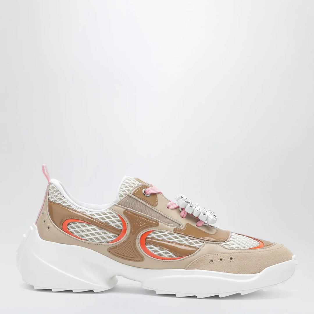 ROGER VIVIER - Viv’ on the Run beige/white leather and fabric sneaker