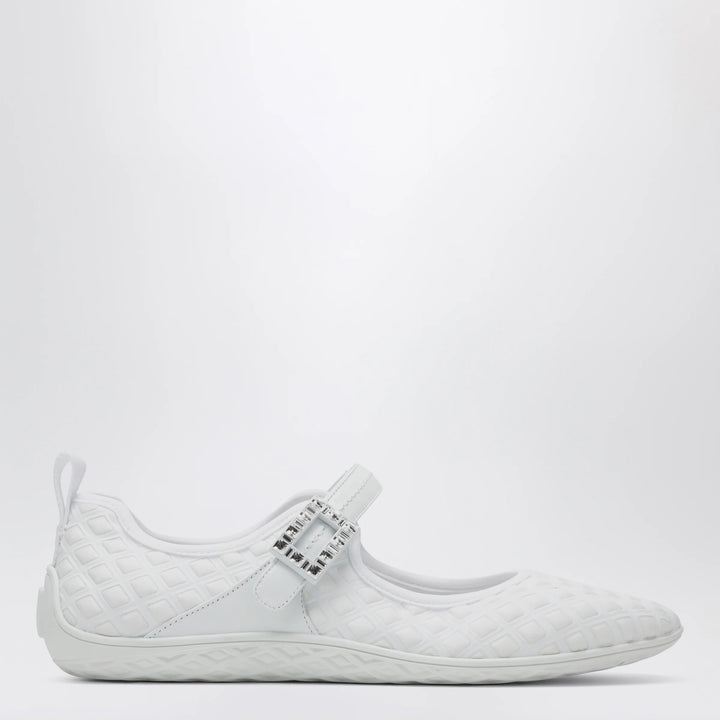 ROGER VIVIER - Viv Low Ballerina Flats with Fabric Strap in White