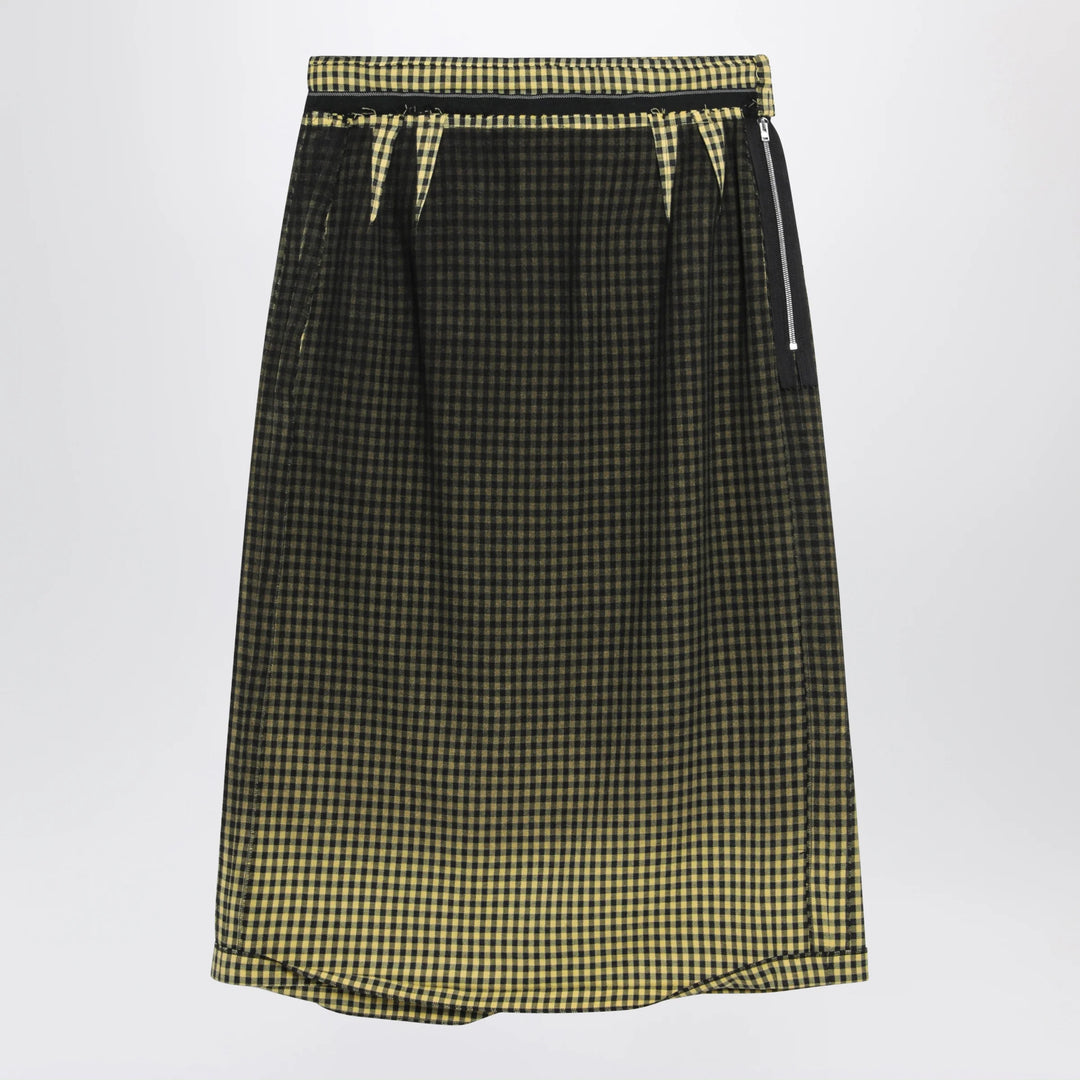 Maison Margiela - Virgin wool midi skirt with faded check pattern