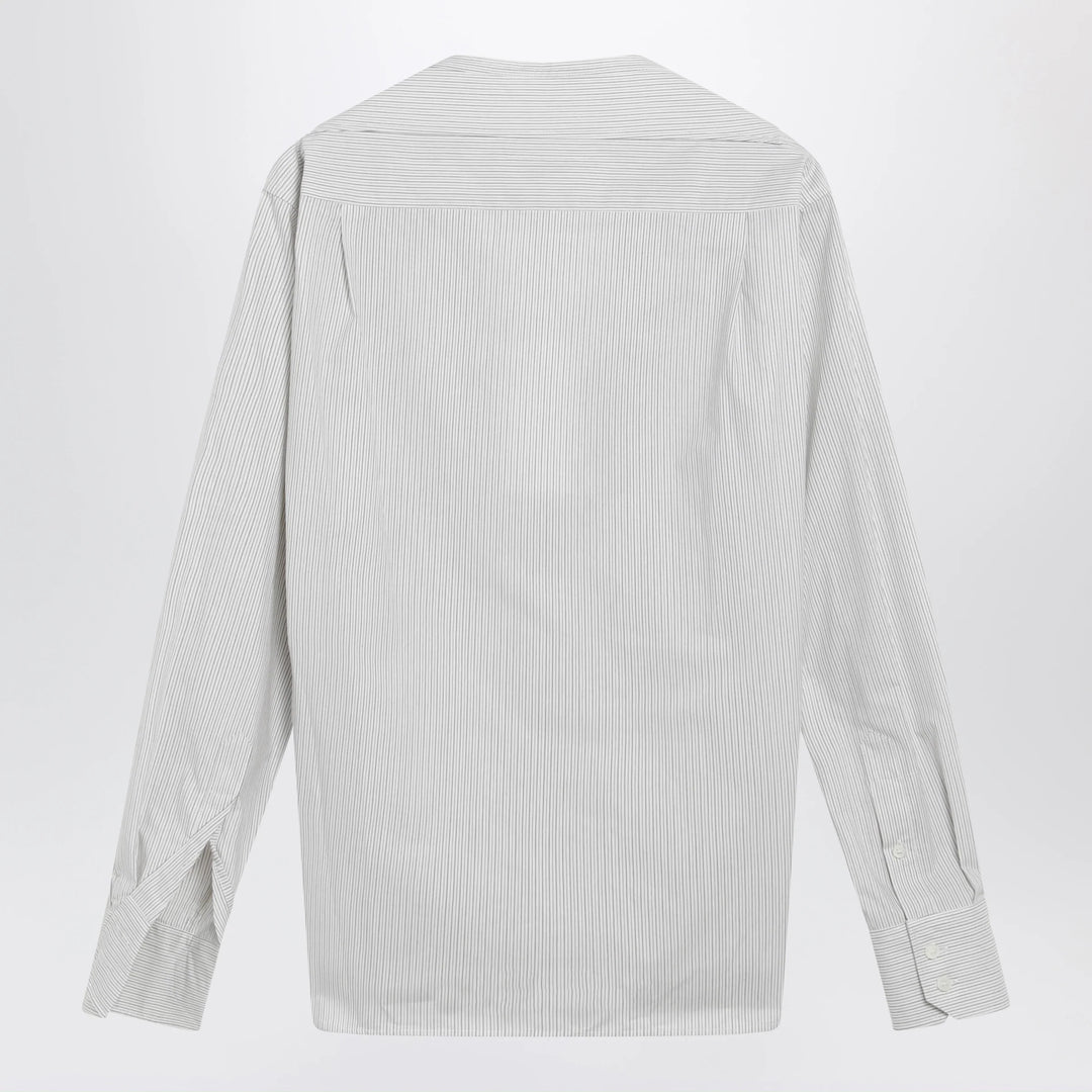 MM6 Maison Margiela - Pinstriped cotton shirt with V-neck
