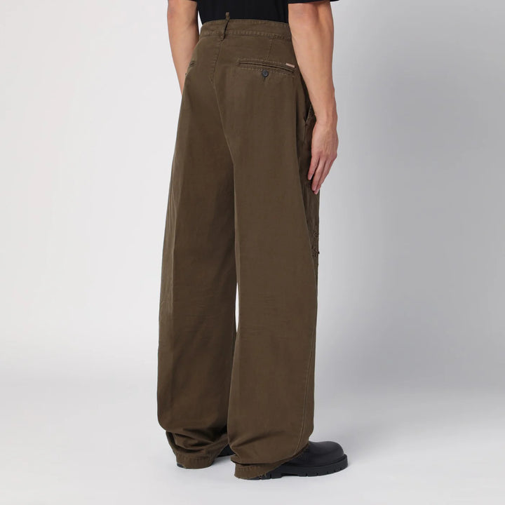 Dsquared2 - Military green wide trousers with wear