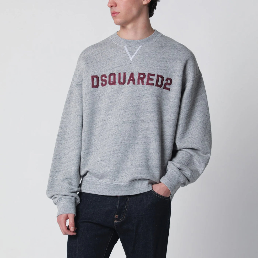 Dsquared2 - Grey mélange sweatshirt with logo embroidery