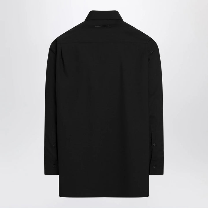 MM6 Maison Margiela - Black wool-blend shirt with label details