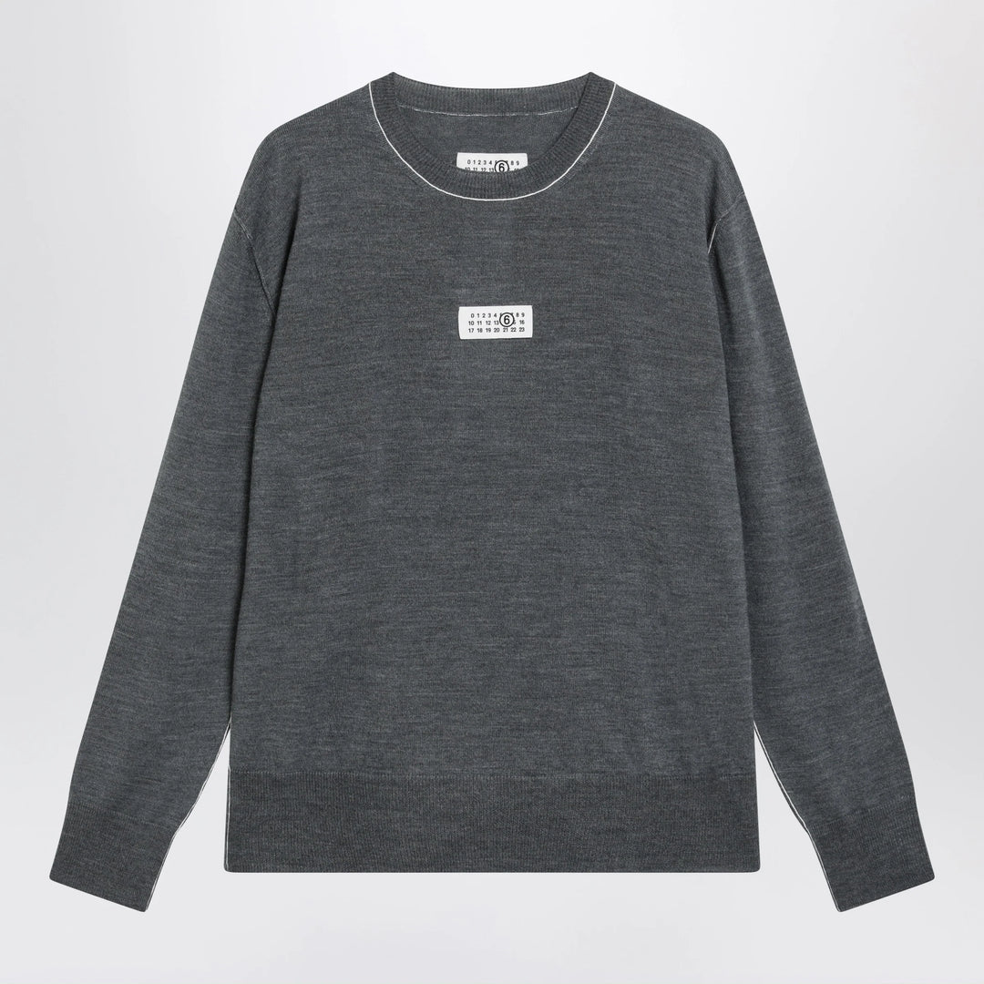 MM6 Maison Margiela - Grey wool sweater with Numeric logo
