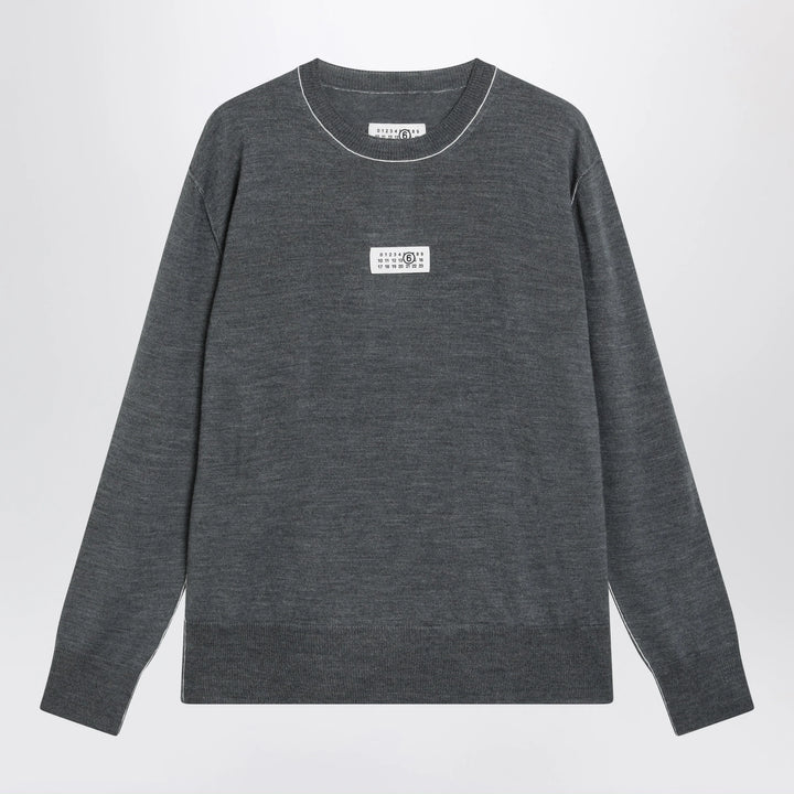 MM6 Maison Margiela - Grey wool sweater with Numeric logo
