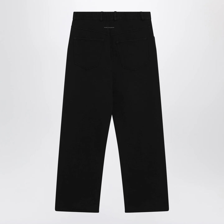MM6 Maison Margiela - Wide-leg cotton trousers with embroidered logo, black