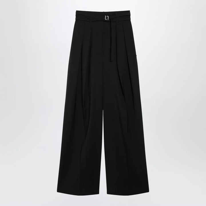 Sportmax - Black wide-leg stretch-wool trousers